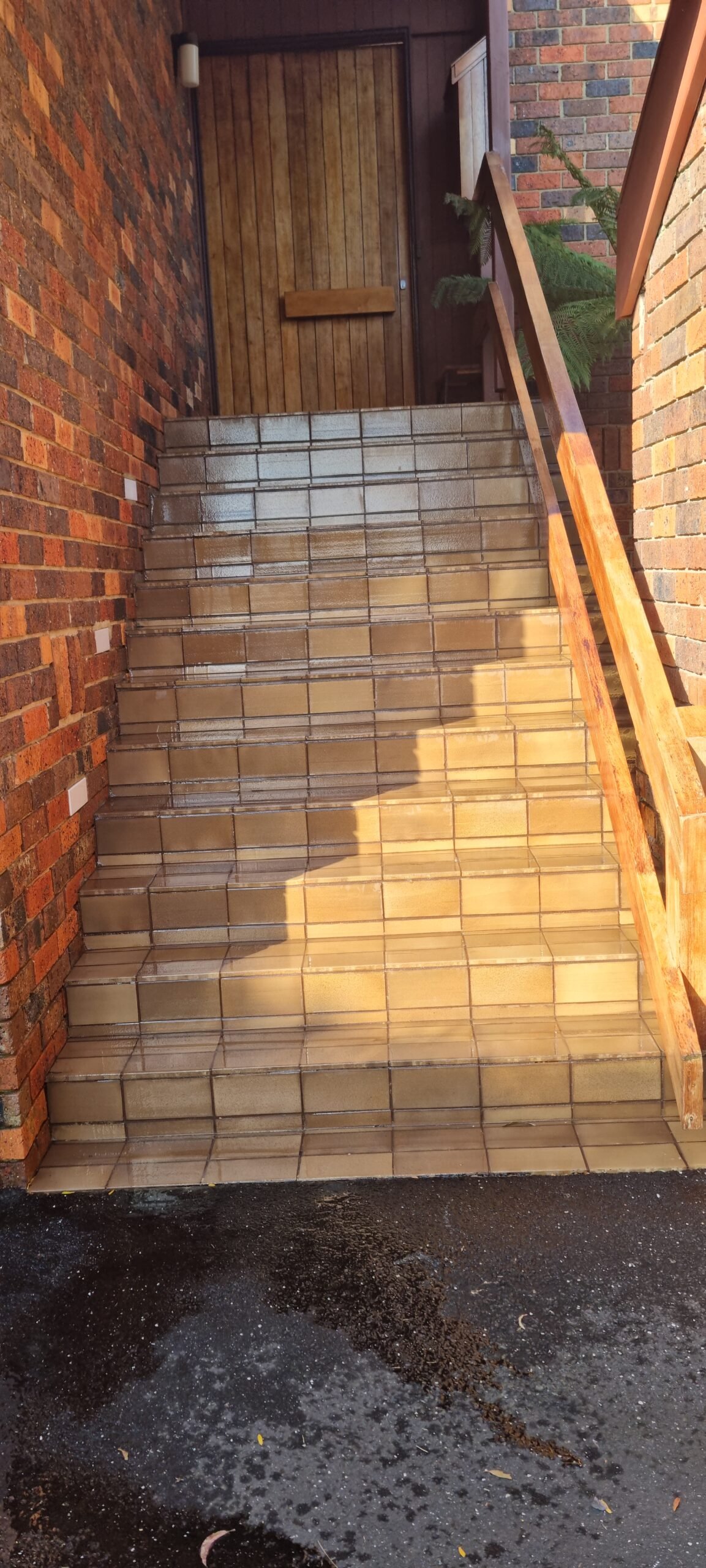 Slippery outdoor stairs - After